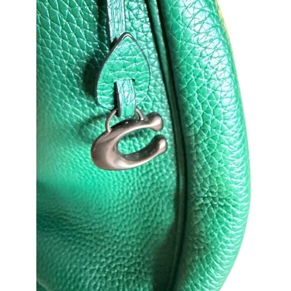Coach Pebbled Leather Hobo Shoulder Bag Green 12x10x5 - Picture 7 of 9
